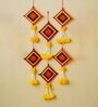 Red Fabric Artificial Marigold Flowers with Colorful Woolen Kite Hangings (Set of 6)