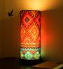 Mario Multicolour Fabric Shade Table Lamp With Wood Base