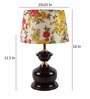 Multicolour Fabric Shade Table Lamp With Brown Base
