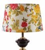 Multicolour Fabric Shade Table Lamp With Brown Base
