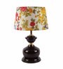 Multicolour Fabric Shade Table Lamp With Brown Base