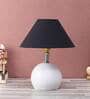 Holly Black Fabric Shade Night Lamp With Metal Base