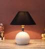 Holly Black Fabric Shade Night Lamp With Metal Base