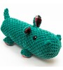 Rhino Shape Dark Green Fabric Squeaky Plush Dog Toy