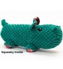 Rhino Shape Dark Green Fabric Squeaky Plush Dog Toy