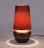 Wave Red Fabric Shade Table Lamp With Metal Base