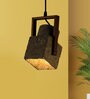 Multicolour Feather Cement & Teak Wood Single Hanging Light