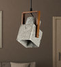 Multicolour Feather Cement & Teak Wood Single Hanging Light