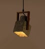 Multicolour Feather Cement & Teak Wood Single Hanging Light