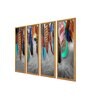 Feathers Multicolour Canvas Framed Abstract Art Panel Set of 4