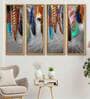 Feathers Multicolour Canvas Framed Abstract Art Panel Set of 4