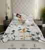 White Floral 200 TC Cotton King Size Double Bedsheet with 2 Pillow Covers