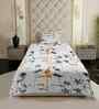 White Floral 200 TC Cotton Queen Size Double Bedsheet with 2 Pillow Covers