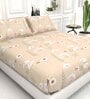 Floral 210 TC Microfiber 1 Bedsheet,  2 Pillow Covers Cider Queen Collection