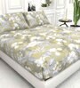 Floral 210 TC Microfiber 1 Bedsheet,  2 Pillow Covers Cider Queen Collection