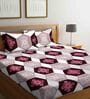 Purple Floral 210 TC Polycotton 1 Double Bedsheet with 2 Pillow Covers