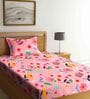 Pink Floral 210 TC Poly Cotton 1 Single Bedhseet with 1 Pillow Cover