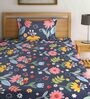 Blue Floral 210 TC Poly Cotton 1 Single Bedhseet with 1 Pillow Cover