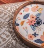 Multicolour Floral Acacia Wood Serving Tray