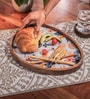 Multicolour Floral Acacia Wood Serving Tray