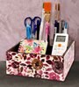 Floral Multicolour Wooden Table Desk Organizer