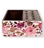 Floral Multicolour Wooden Table Desk Organizer