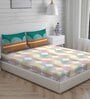 Multicolor Geometric 104 TC Cotton Queen Sized Bed Sheets with 2 Pillow Covers