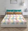 Multicolor Geometric 104 TC Cotton Queen Sized Bed Sheets with 2 Pillow Covers