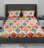Multicolour Geometric 140 Tc Cotton Double Bedsheet With 2 Pillow Covers