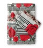 Red and White Floral 180 TC Cotton Queen Sized Double Bedsheet with 2 Pillow Covers