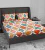 Multicolour Geometric 140 Tc Cotton Double Bedsheet With 2 Pillow Covers