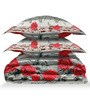 Red and White Floral 180 TC Cotton Queen Sized Double Bedsheet with 2 Pillow Covers