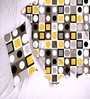 Black Geometric 200 TC Cotton King Size Double Bedsheet with 2 Pillow Covers