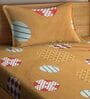Brown Geometric 210 TC Poly Cotton 1 Single Bedhseet with 1 Pillow Cover
