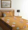 Brown Geometric 210 TC Poly Cotton 1 Single Bedhseet with 1 Pillow Cover