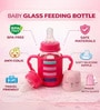 Multicolour Glass Baby Feeding Bottle with Handle 120ml (Pink, Blue, Green Assorted)