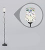 White Glass Shade Floor Lamp with Black Base