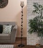 Harmony White Glass Shade Torchiere Floor Lamp With Metal Base