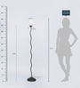 White Glass Shade Floor Lamp with Black Base