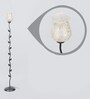 Harmony White Glass Shade Torchiere Floor Lamp With Metal Base