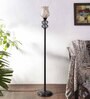 Inspired Multicolour Glass Shade Torchiere Floor Lamp With Iron Base