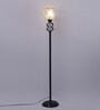 Inspired Multicolour Glass Shade Torchiere Floor Lamp With Iron Base