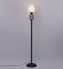 Trapzo Multicolour Glass Shade Torchiere Floor Lamp With Iron Base