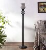 Novara Multicolour Glass Shade Torchiere Floor Lamp With Iron Base