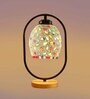 Multicolour Glass Table Lamp With Wood Base