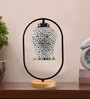 Multicolour Glass Table Lamp With Wood Base