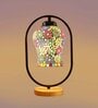 Multicolour Glass Table Lamp With Wood Base