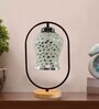 Multicolour Glass Table Lamp With Wood Base