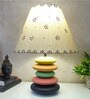MultiColour Handpainted and hancarved Distress wooden stone finish Table lamp in with handpainted fabric shade