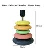 MultiColour Handpainted and hancarved Distress wooden stone finish Table lamp in with handpainted fabric shade